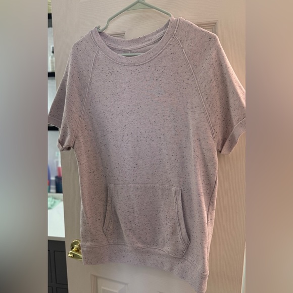 Mono B Speckled Short Sleeve Sweatshirt Pullover Kangaroo Pocket Top Size M NWOT - Picture 5 of 7